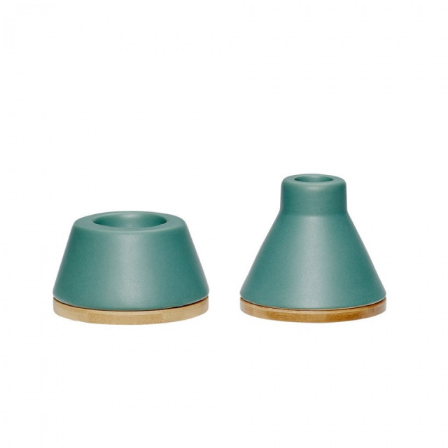 Set 2 suporturi lumanare verzi din ceramica Alessandra Hubsch