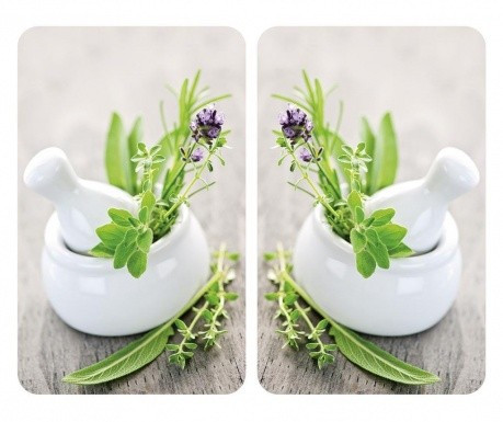 Set 2 suporturi pentru vase fierbinti multicolore din sticla Herb Garden Wenko