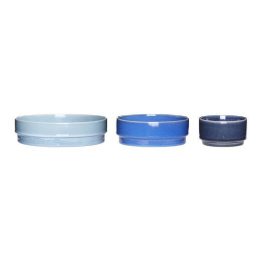 Set 3 boluri albastre din ceramica Marten Hubsch