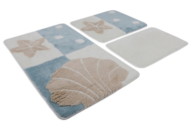 Set 3 covorase de baie multicolore din fibre sintetice Deniz The Home Collection