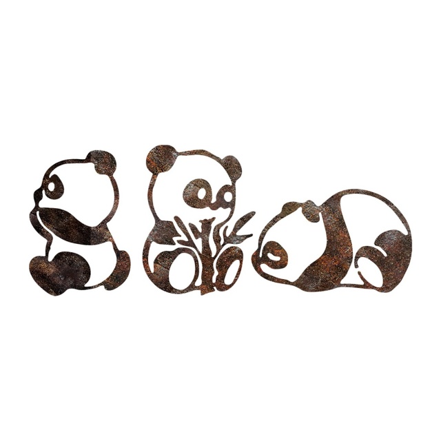 Set 3 decoratiuni de perete maro din metal Rusty Panda The Home Collection