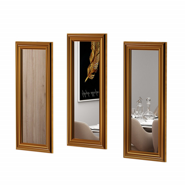 Set 3 oglinzi dreptunghiulare maro din lemn 30x70 cm Lavia The Home Collection