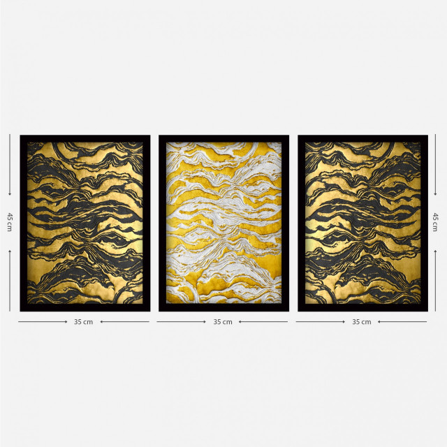 Set 3 tablouri multicolore din lemn 35x45 cm Waves The Home Collection