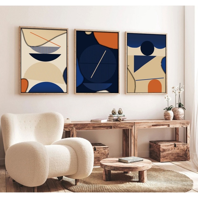 Set 3 tablouri multicolore din lemn 35x50 cm Owen The Home Collection