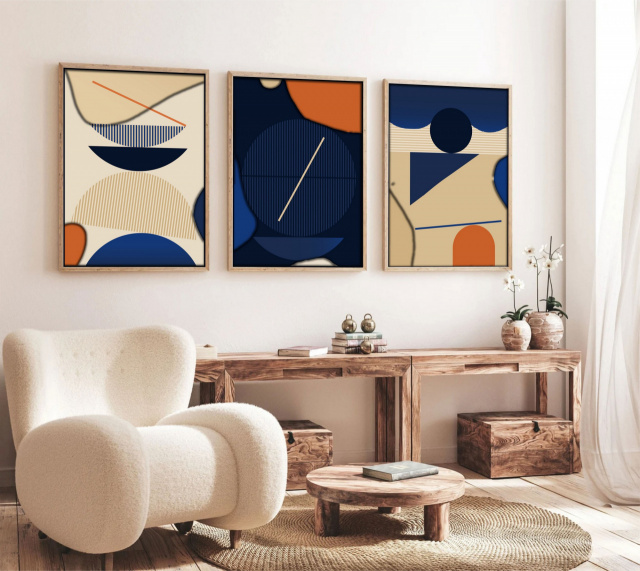Set 3 tablouri multicolore din lemn 50x70 cm Throw The Home Collection