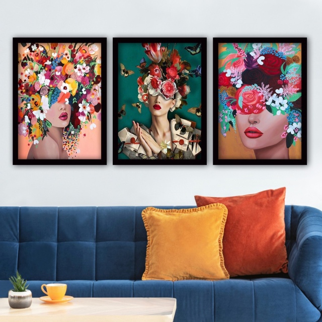 Set 3 tablouri multicolore din MDF 35x45 cm Vogue The Home Collection