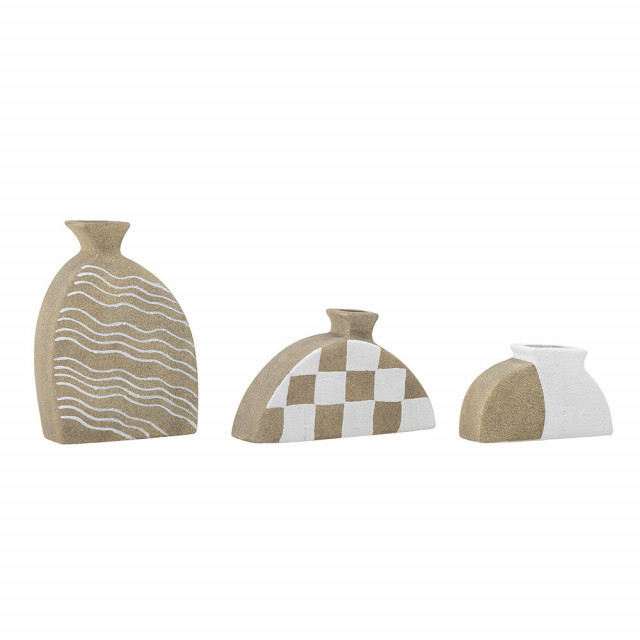 Set 3 vaze decorative maro/albe din ceramica Nezha Bloomingville