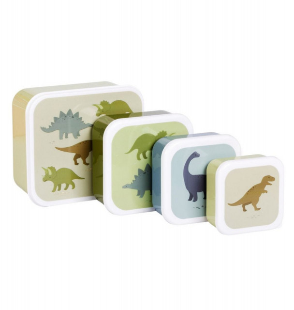 Set 4 cutii pentru pranz multicolore din polietilena Dinosaurs A Little Lovely Company