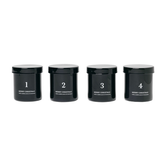 Set 4 lumanari parfumate negre din fibre naturale 6 cm Advent Ferm Living