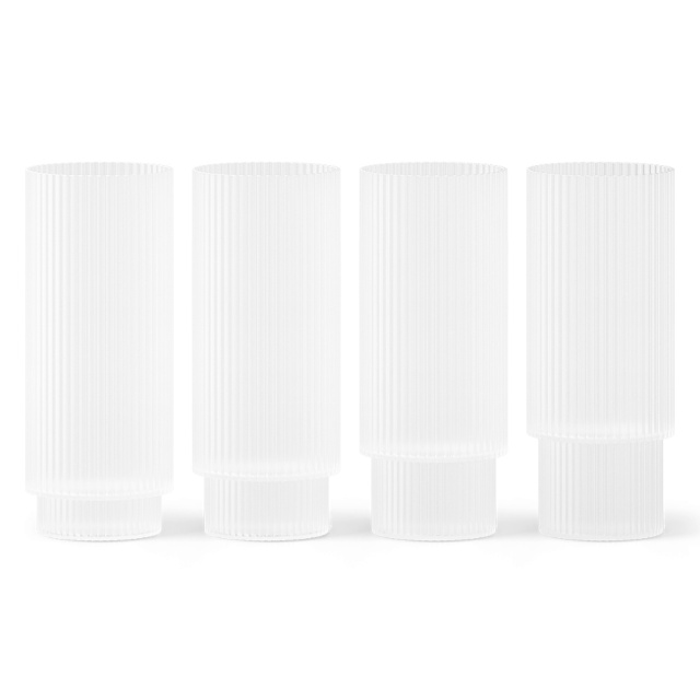 Set 4 pahare transparente din sticla 300 ml Ripple Frosted Ferm Living