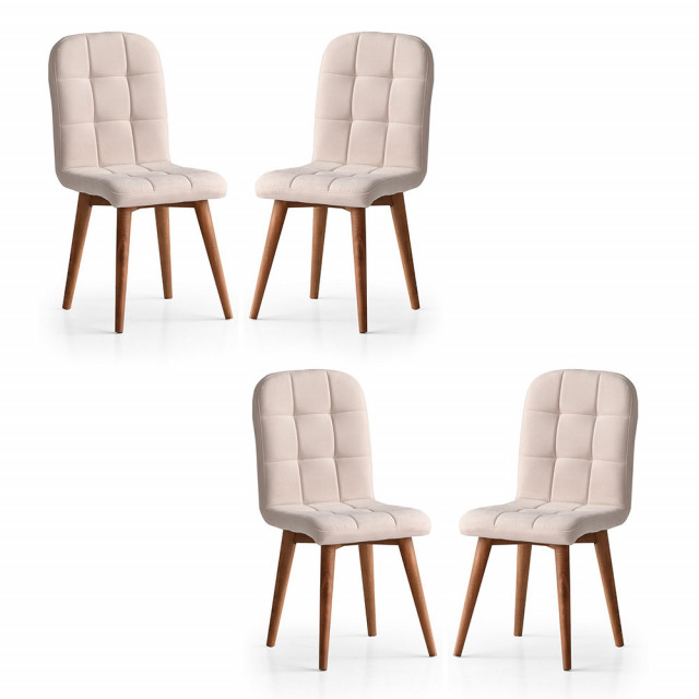 Set 4 scaune dining crem/maro din textil Retro The Home Collection