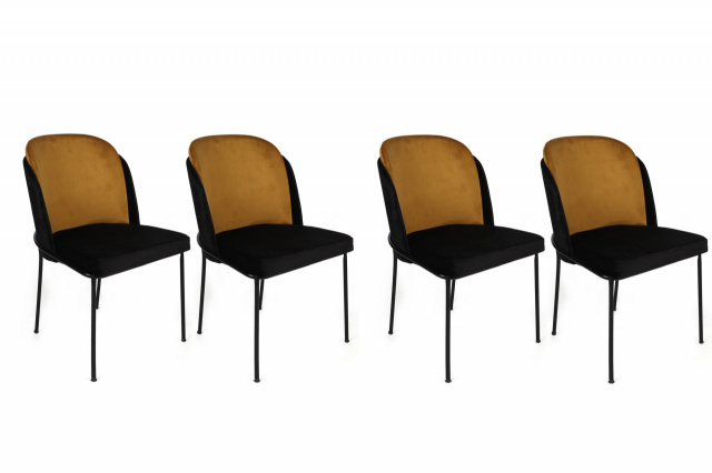 Set 4 scaune dining galben mustar/negre din catifea Dore The Home Collection