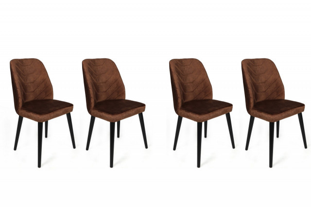 Set 4 scaune dining maro/negre din catifea Dallas The Home Collection