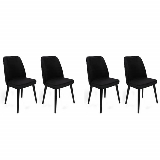 Set 4 scaune dining negre din catifea Tutku The Home Collection