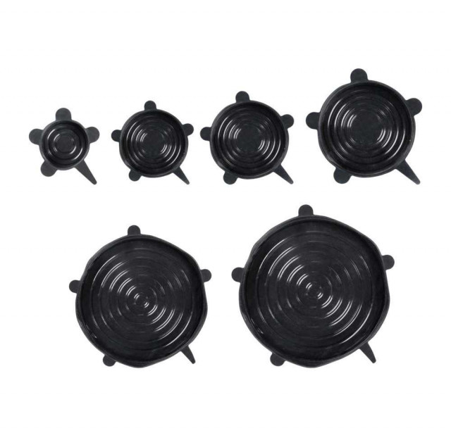 Set 6 capace negre din fibre sintetice Loui Wenko