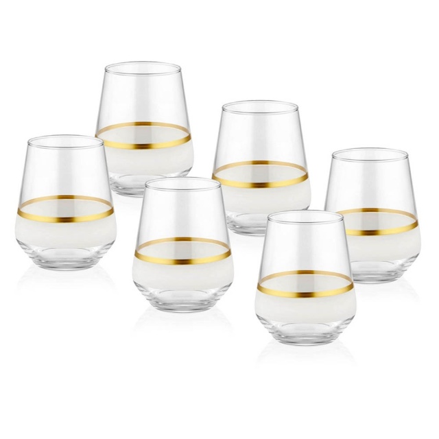 Set 6 pahare albe/aurii din sticla 300 ml Jason The Home Collection