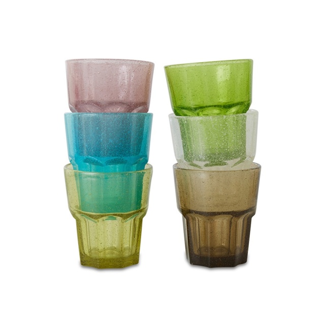 Set 6 pahare multicolore din sticla 9x10 cm 70s Mineral HKliving