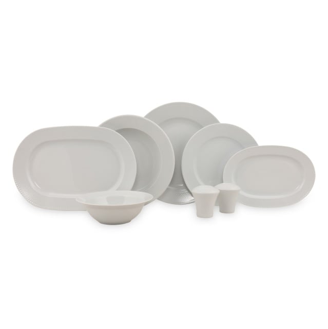 Set de masa 53 piese albe din ceramica Herf The Home Collection