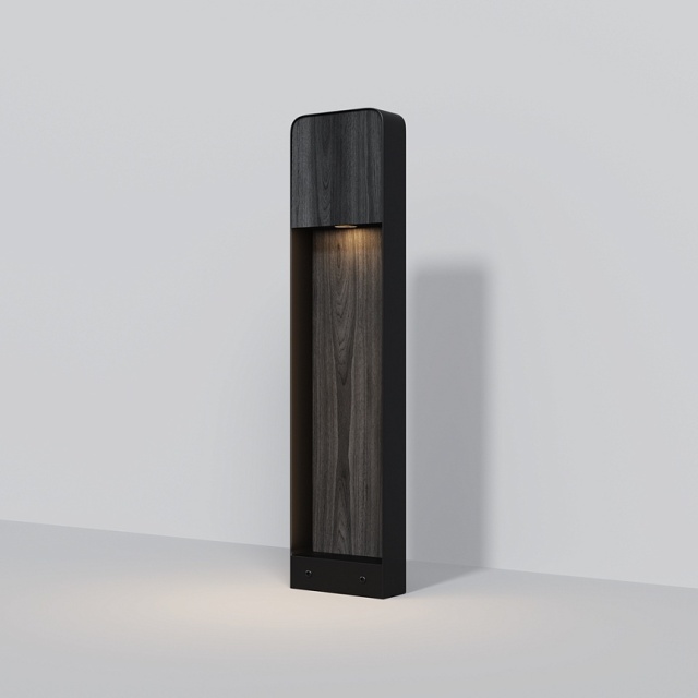 Stalp de iluminat pentru exterior negru din metal cu LED 68 cm Porte Wood Maytoni
