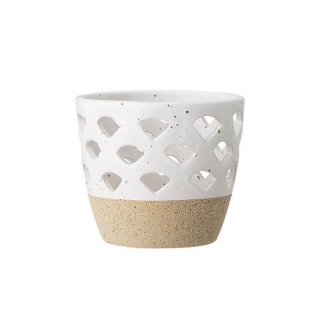 Suport lumanare alb din ceramica 8 cm Rena Creative Collection