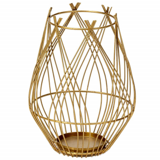 Suport lumanare auriu din metal 28 cm Lamet Thai Natura