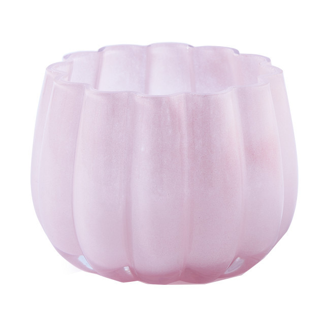 Suport lumanare roz din sticla 10 cm Melon Pols Potten