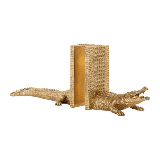 Suport pentru carti auriu din polirasina Crocodile Richmond Interiors