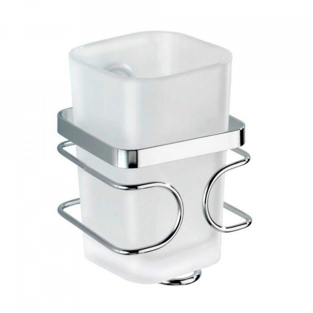 Suport pentru periuta de dinti argintiu din inox 8x9 cm Premium Wenko