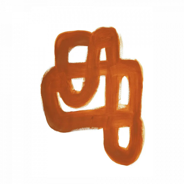Tablou alb/portocaliu cu rama din lemn 70x100 cm Orange Brush Paper Collective