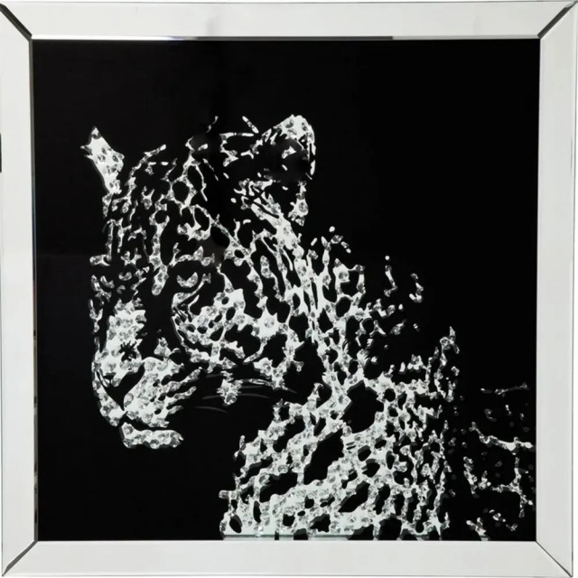 Tablou argintiu/negru 80x80 cm Leopard Kare