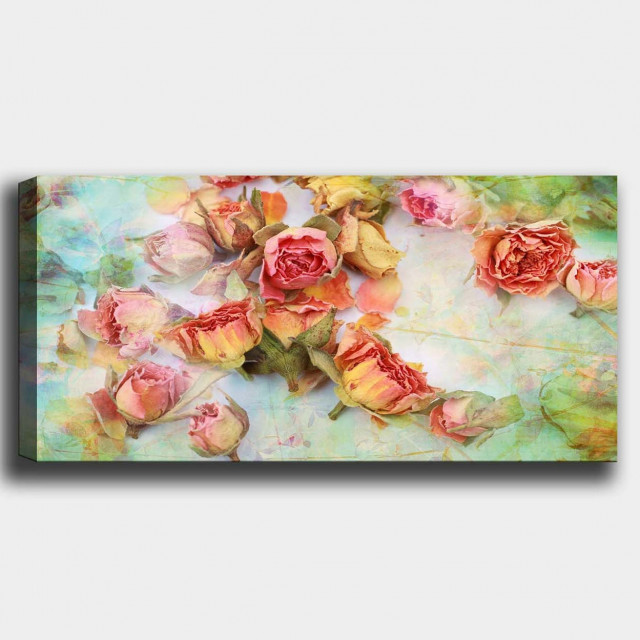 Tablou multicolor din fibre naturale 50x120 cm Roses The Home Collection
