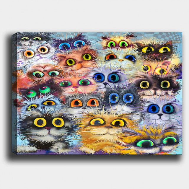 Tablou multicolor din fibre naturale 70x100 cm Cats The Home Collection