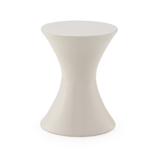 Taburet decorativ alb din ceramica 33 cm Glory Thai Natura
