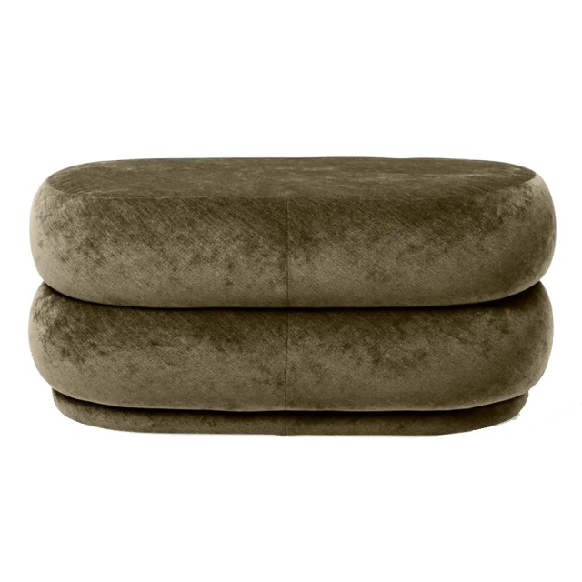 Taburet oval verde din catifea Faded 48x87 cm Ferm Living