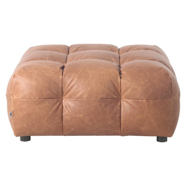 Taburet patrat maro coniac din piele 100x100 cm Hackman Dutchbone