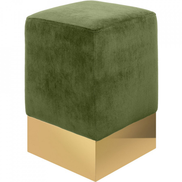 Taburet patrat verde deschis/auriu din catifea 30x30 cm Stella Versmissen