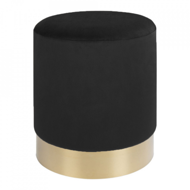 Taburet rotund negru din catifea 34 cm Gamby House Nordic