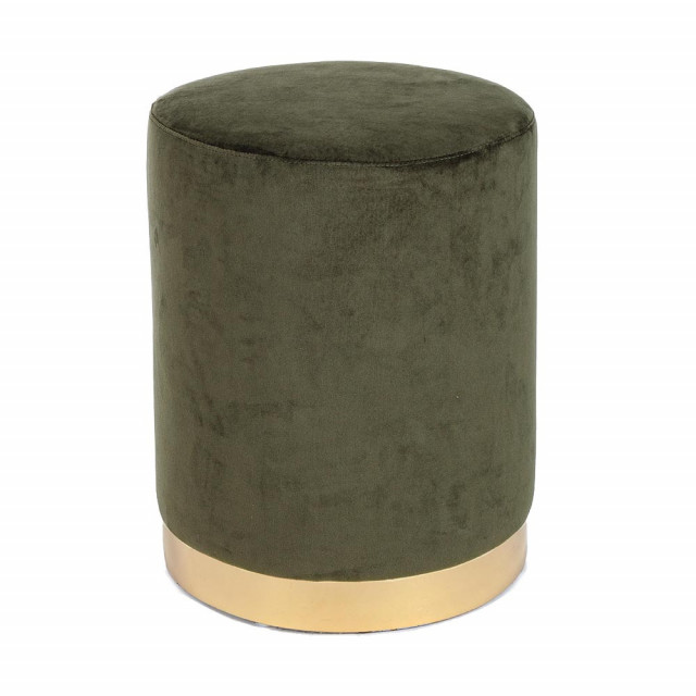 Taburet rotund verde/auriu din catifea 35 cm Lucilla Bizzotto