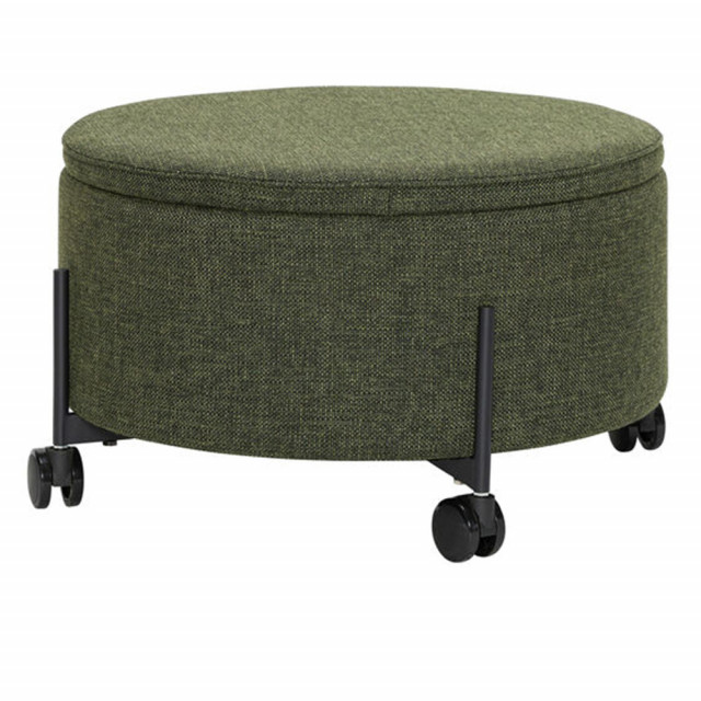 Taburet rotund verde din textil 66 cm Contain Hubsch