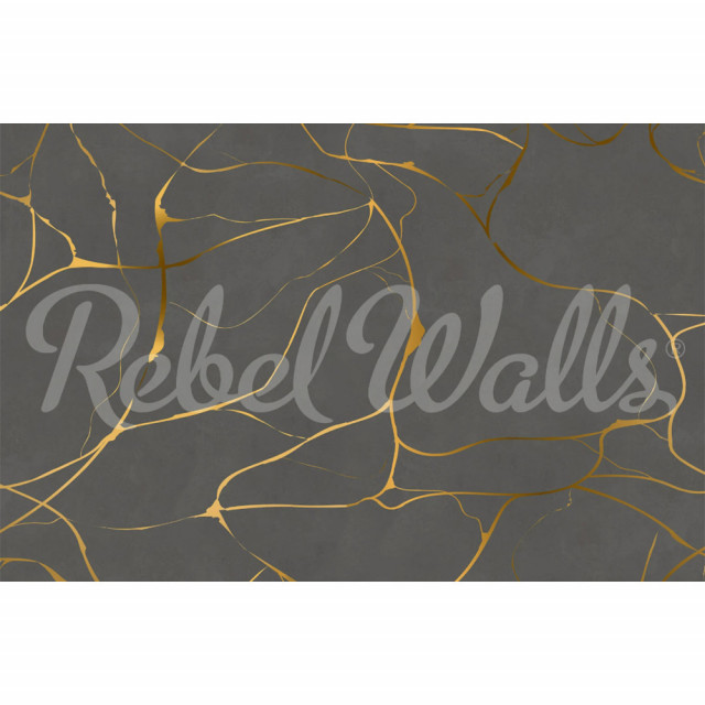 Tapet auriu/gri din hartie cu fibre de nailon Gold Swirl Cement Rebel Walls