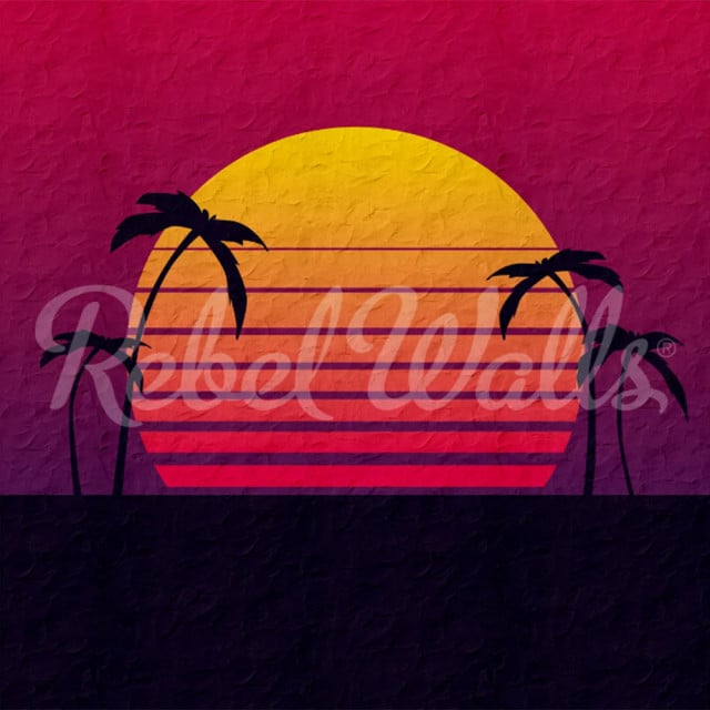 Tapet multicolor din hartie Miami Sunset Rebel Walls