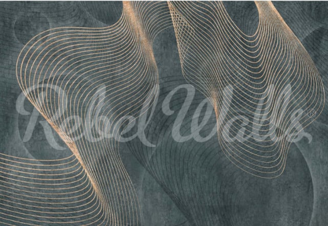 Tapet verde/auriu din hartie cu fibre de nailon Affluence Sapphire Rebel Walls