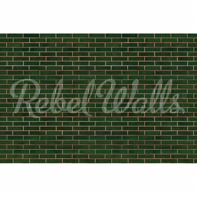 Tapet verde din hartie cu fibre de nailon Wall Of Tiles Rebel Walls