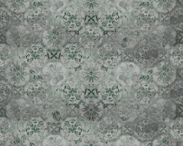 Tapet verde salvie din hartie Oriental Tiles Rebel Walls