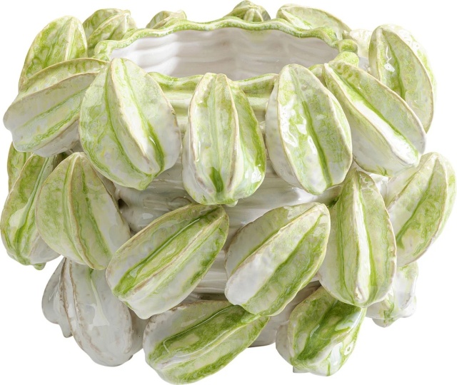 Vaza alba/verde din ceramica 23 cm Carambola Kare