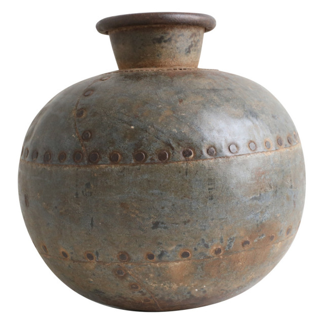Vaza decorativa maro din metal 25 cm Rustic Raw Materials