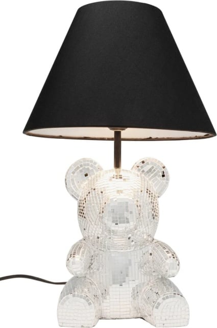 Veioza neagra/argintie din metal 40 cm Bear Disco Kare