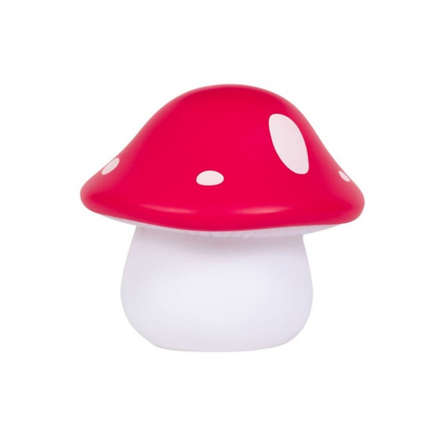 Veioza rosie/alba din fibre sintetice cu LED 14 cm Mushroom A Little Lovely Company