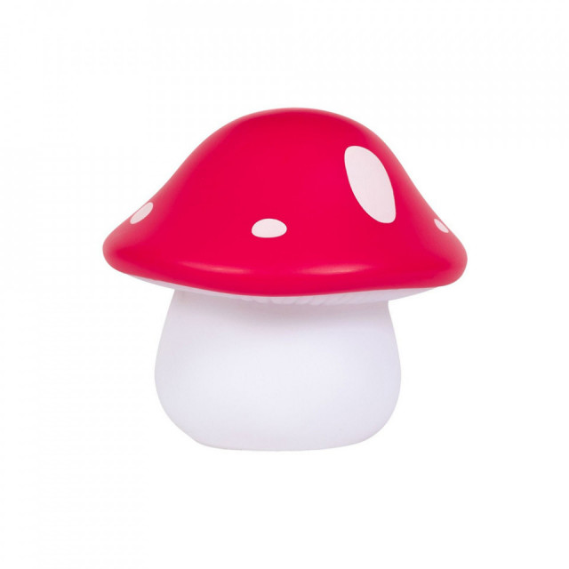 Veioza rosie/alba din PVC cu LED 14 cm Mushroom A Little Lovely Company