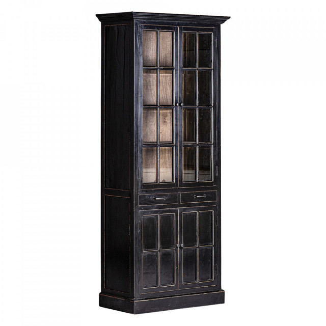 Vitrina neagra/maro din lemn 211 cm Zenica Vical Home